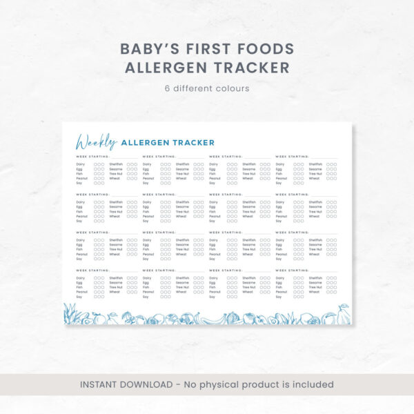 Baby First foods weekly allergen tracker