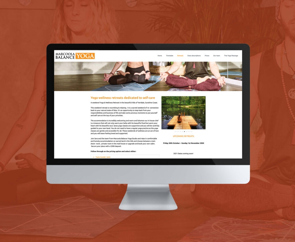 yoga website design sunshine coast
